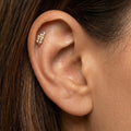 14K Solid Gold CZ Leaf Flat Back Earring - Cubic zirconia, Yellow gold, Solid gold