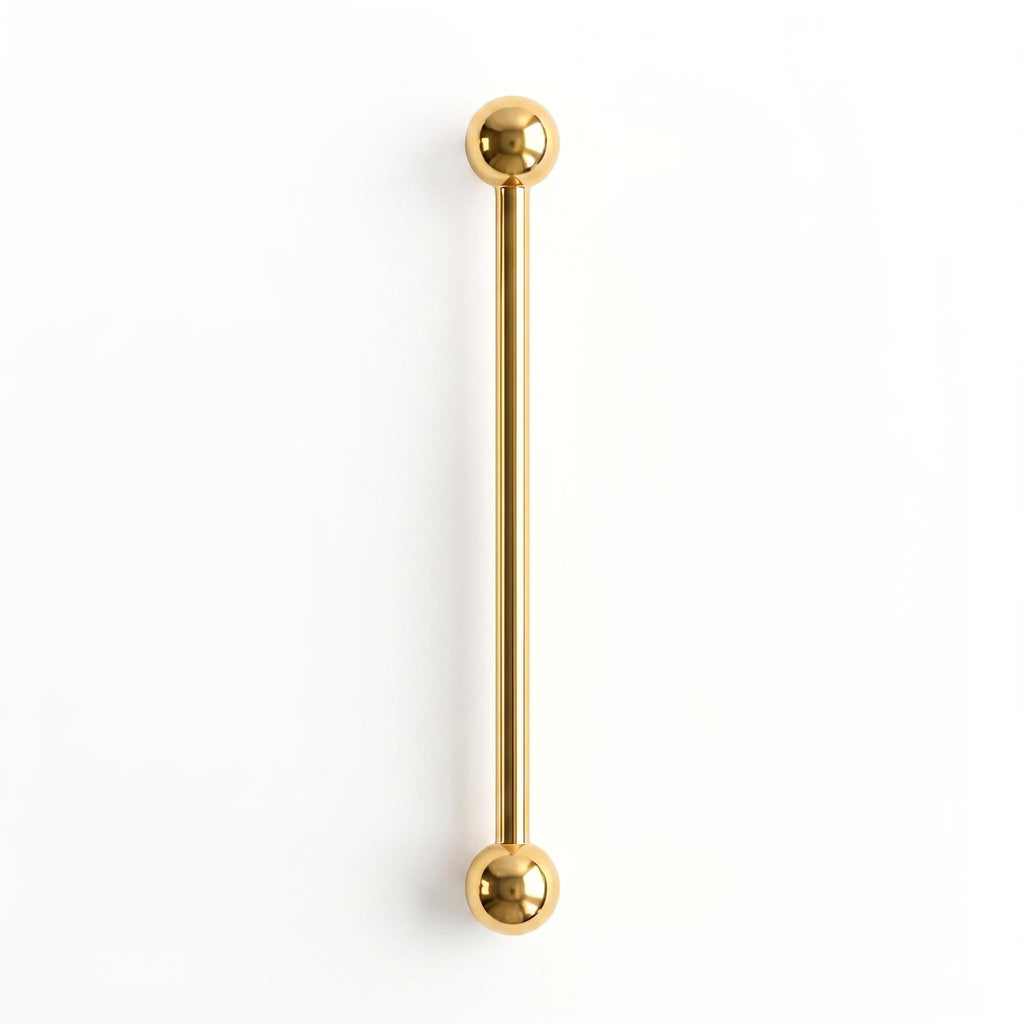 10K Solid Gold Industrial Barbell - Yellow gold, Solid gold, 10k
