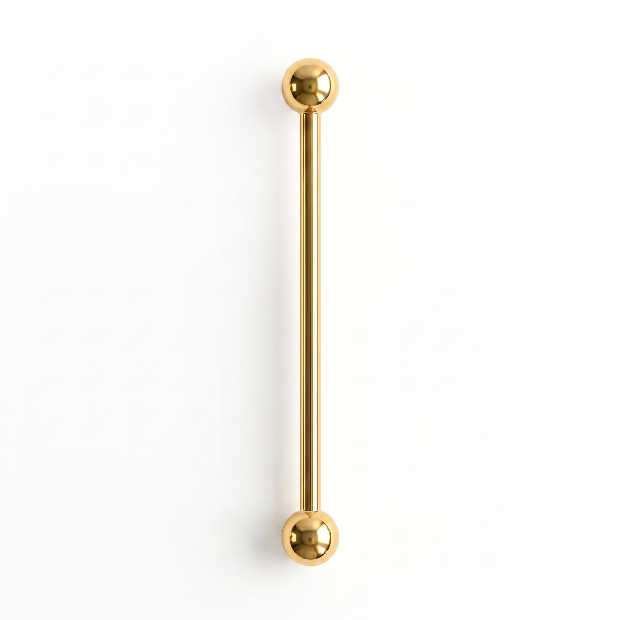 10K Solid Gold Industrial Barbell - Yellow gold, Solid gold, 10k