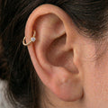 14K Solid Gold Genuine Diamond Cartilage Ring - Diamond, Yellow gold, Solid gold