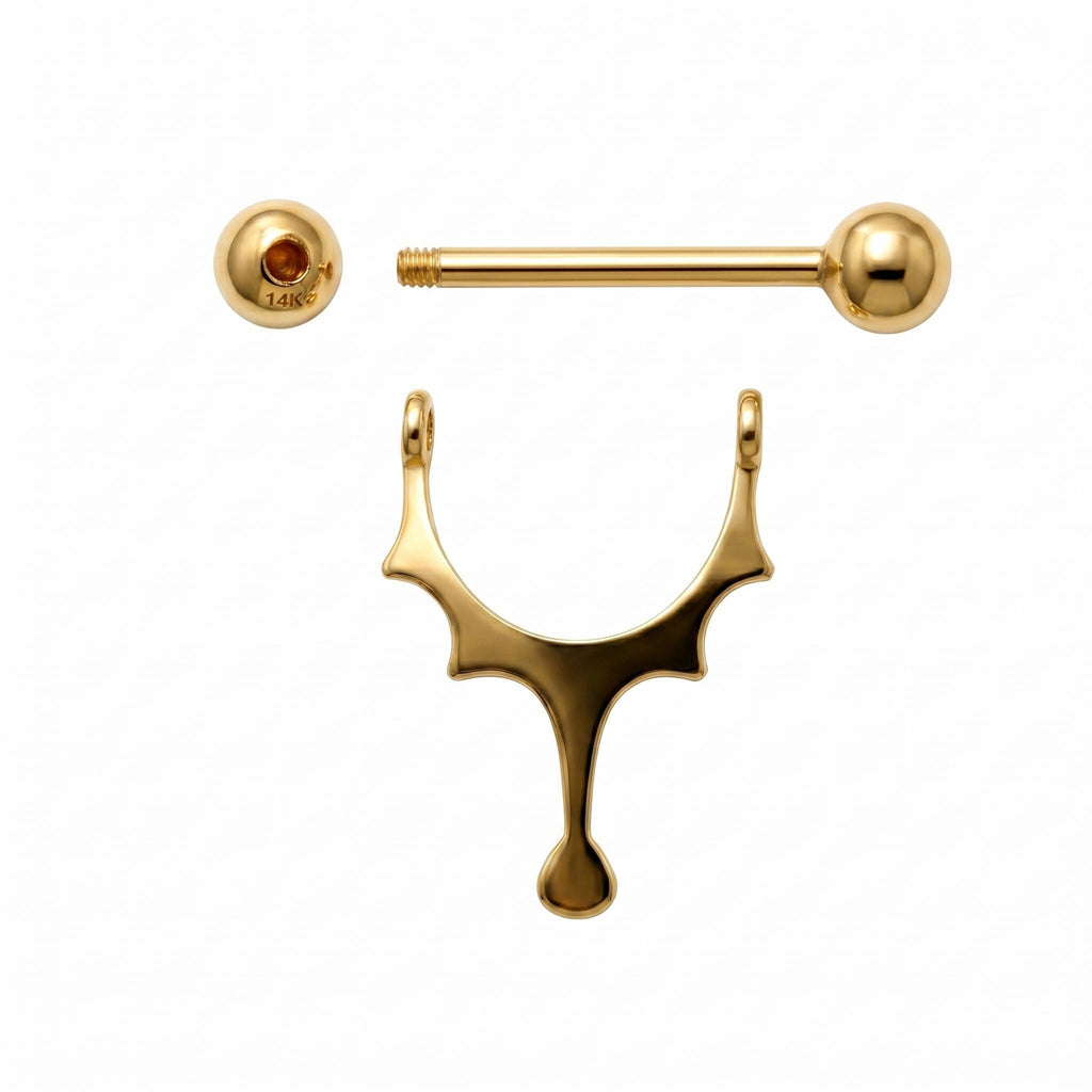 14K Solid Gold Nipple Ring - Gold, Solid gold, 14k