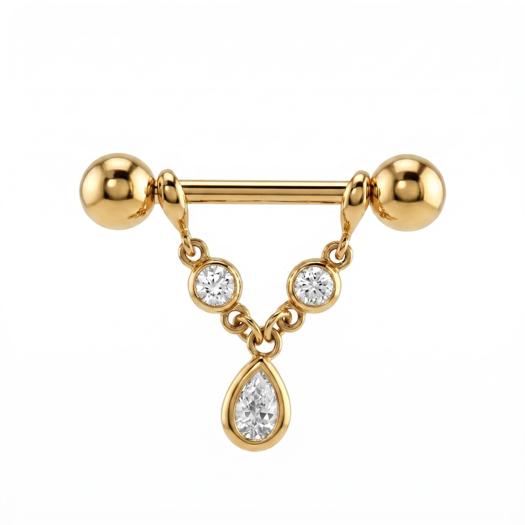 14K Solid Gold Nipple Ring - Gold, Solid gold, 14k