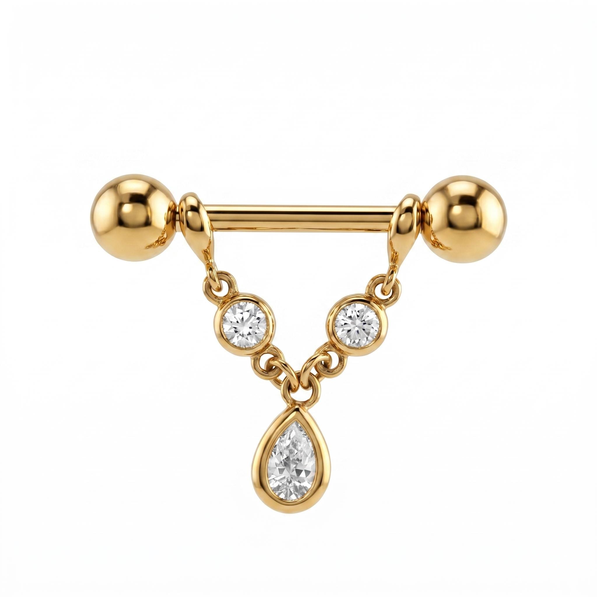 14K Solid Gold Nipple Ring - Gold, Solid gold, 14k