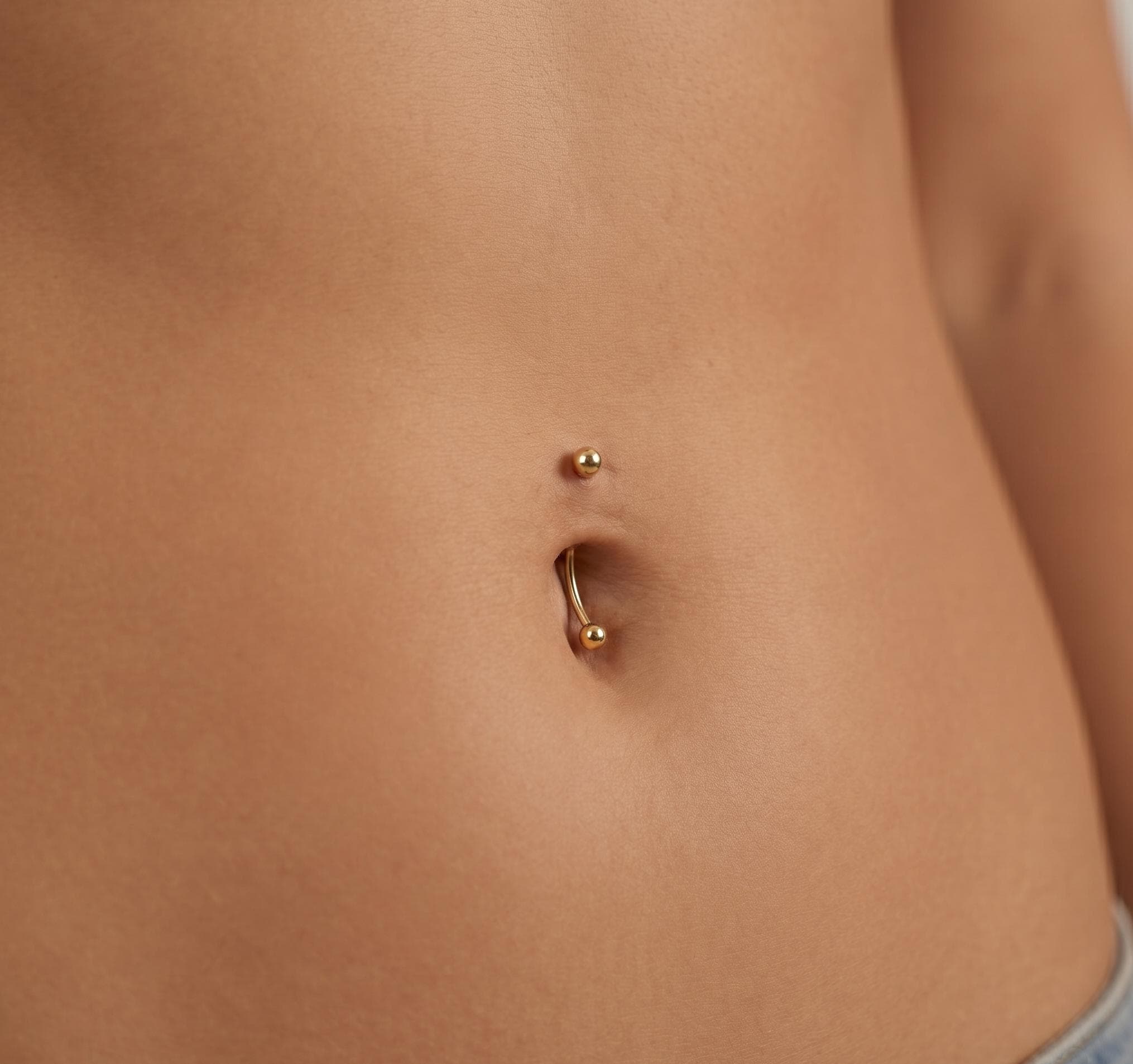 10K Solid Gold Belly Ring - Yellow gold, Solid gold, 10k