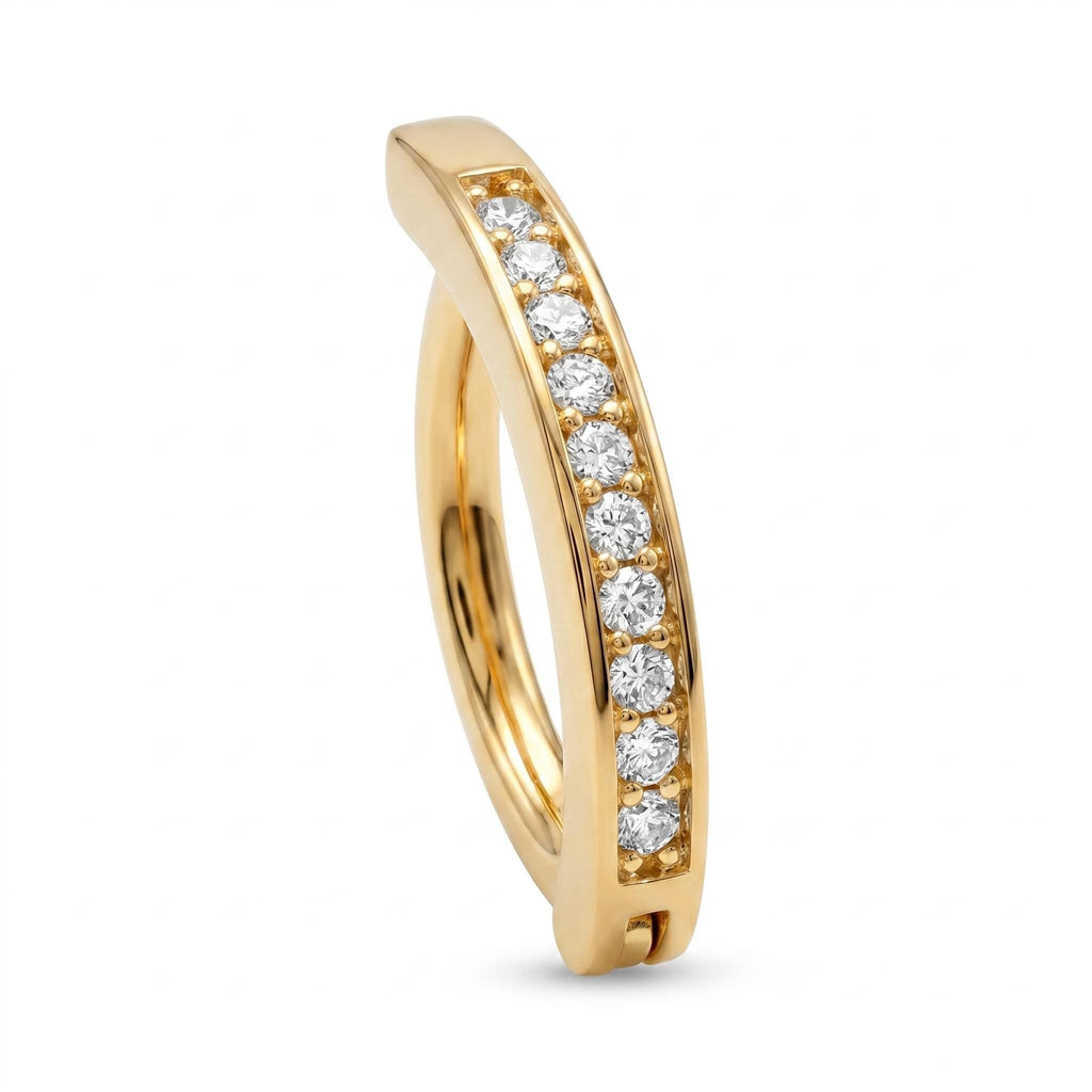 10K Solid Gold Belly Hoop - Cubic zirconia, Yellow gold, Solid gold