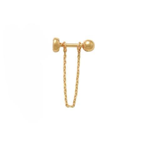 14K Solid Gold Dangling Chain Cartilage Earring - Yellow gold