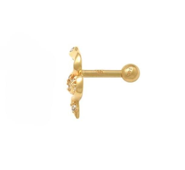 10K Solid Gold Snake Cartilage - Cubic zirconia, Yellow gold, Solid gold