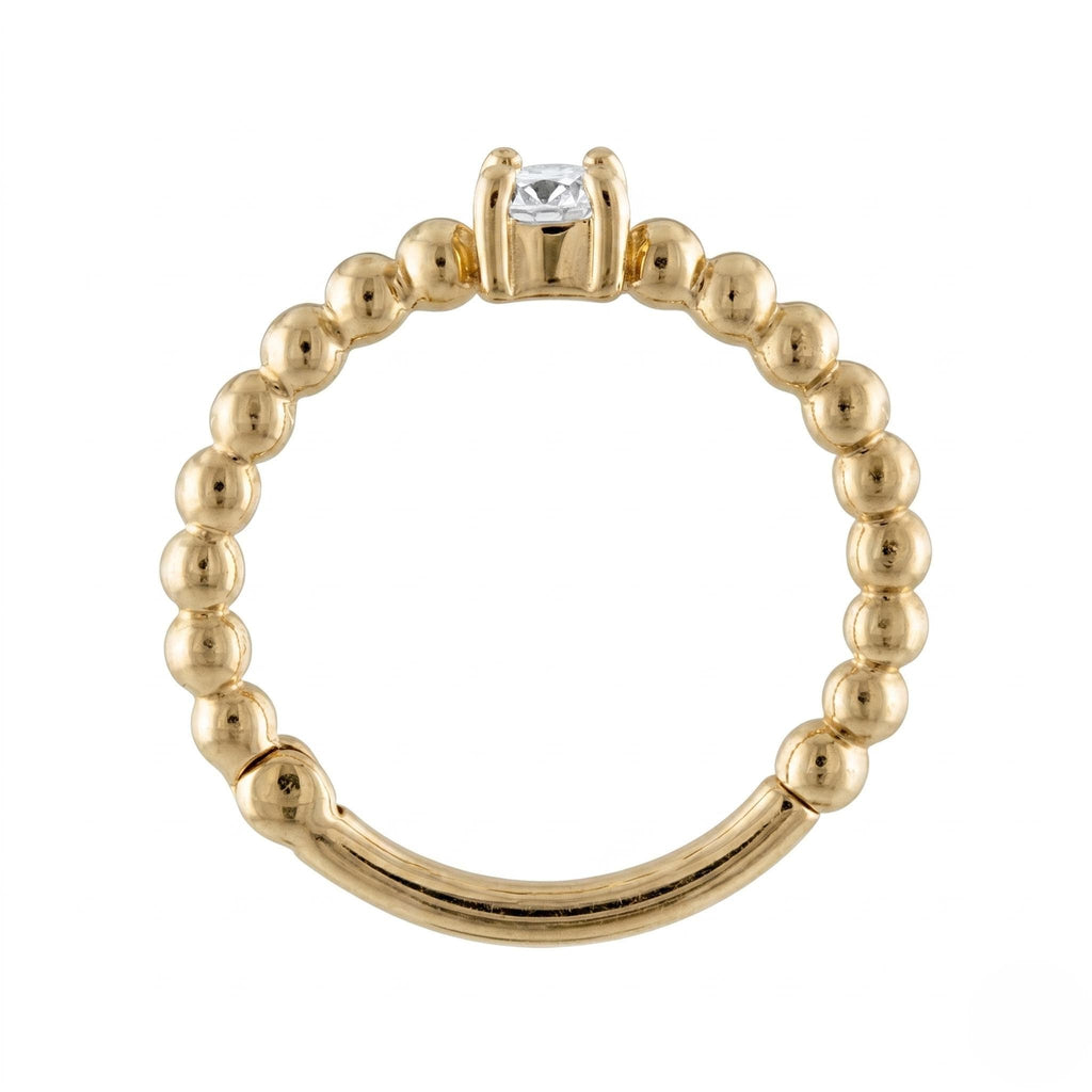 14K Solid Gold Genuine Diamond Cartilage Ring - Diamond, Yellow gold, Solid gold