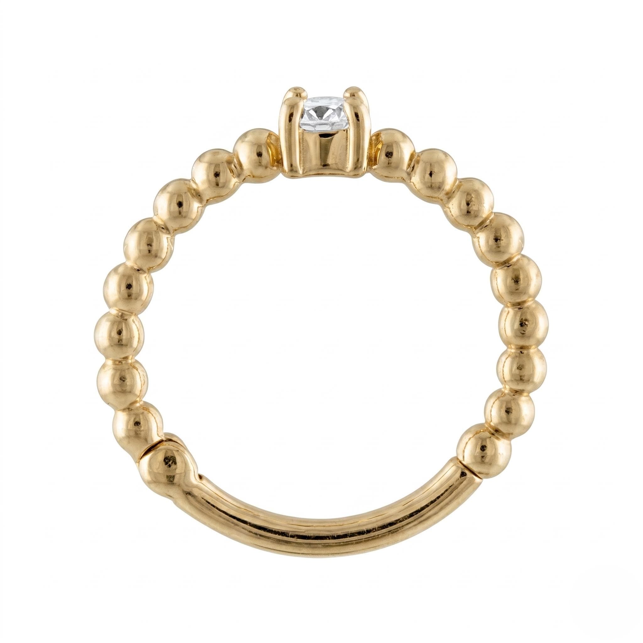 14K Solid Gold Genuine Diamond Cartilage Ring - Diamond, Yellow gold, Solid gold