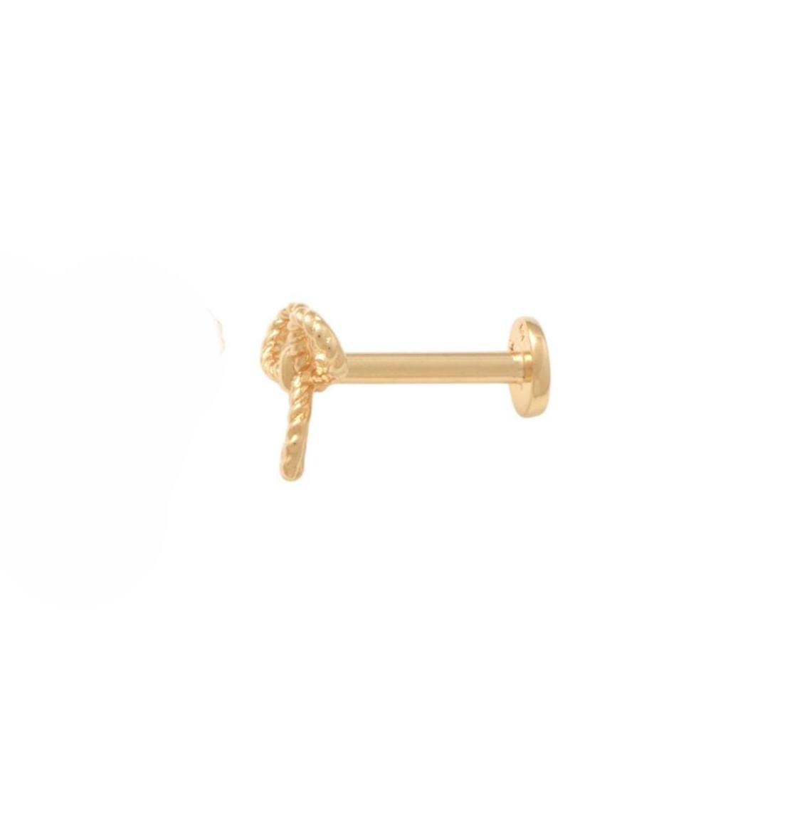14K Solid Gold Ribbon Cartilage | Internally Threaded Ribbon Cartilage | Cartilage Piercing Jewelry | Helix Tragus Stud | Ribbon Helix