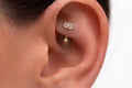 14K Solid Gold CZ Flower Rook Earring | Rook Piercing | Floral CZ Cartilage Jewelry | Gold Curved Barbell | Antihelix Cartilage Jewelry