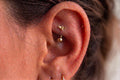 14K Solid Gold CZ Bumblebee Rook Earring | Rook Piercing | Bumblebee Cartilage Jewelry | Gold Curved Barbell | Antihelix Cartilage Jewelry