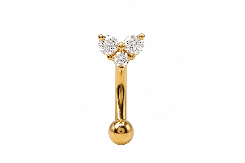 14K Solid Gold CZ Heart Rook Earring | Rook Piercing | Heart CZ Cartilage Jewelry | Gold Curved Barbell | Antihelix Cartilage Jewelry