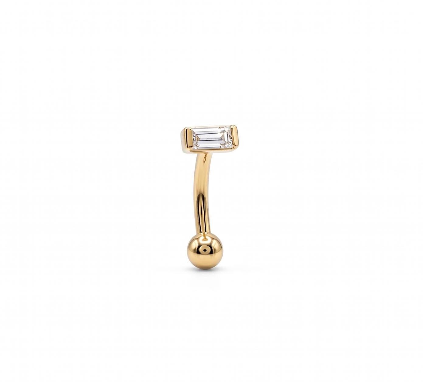 14K Solid Gold CZ Rook Earring | Rook Piercing |CZ Cartilage Jewelry | Gold Curved Barbell | Antihelix Cartilage Jewelry