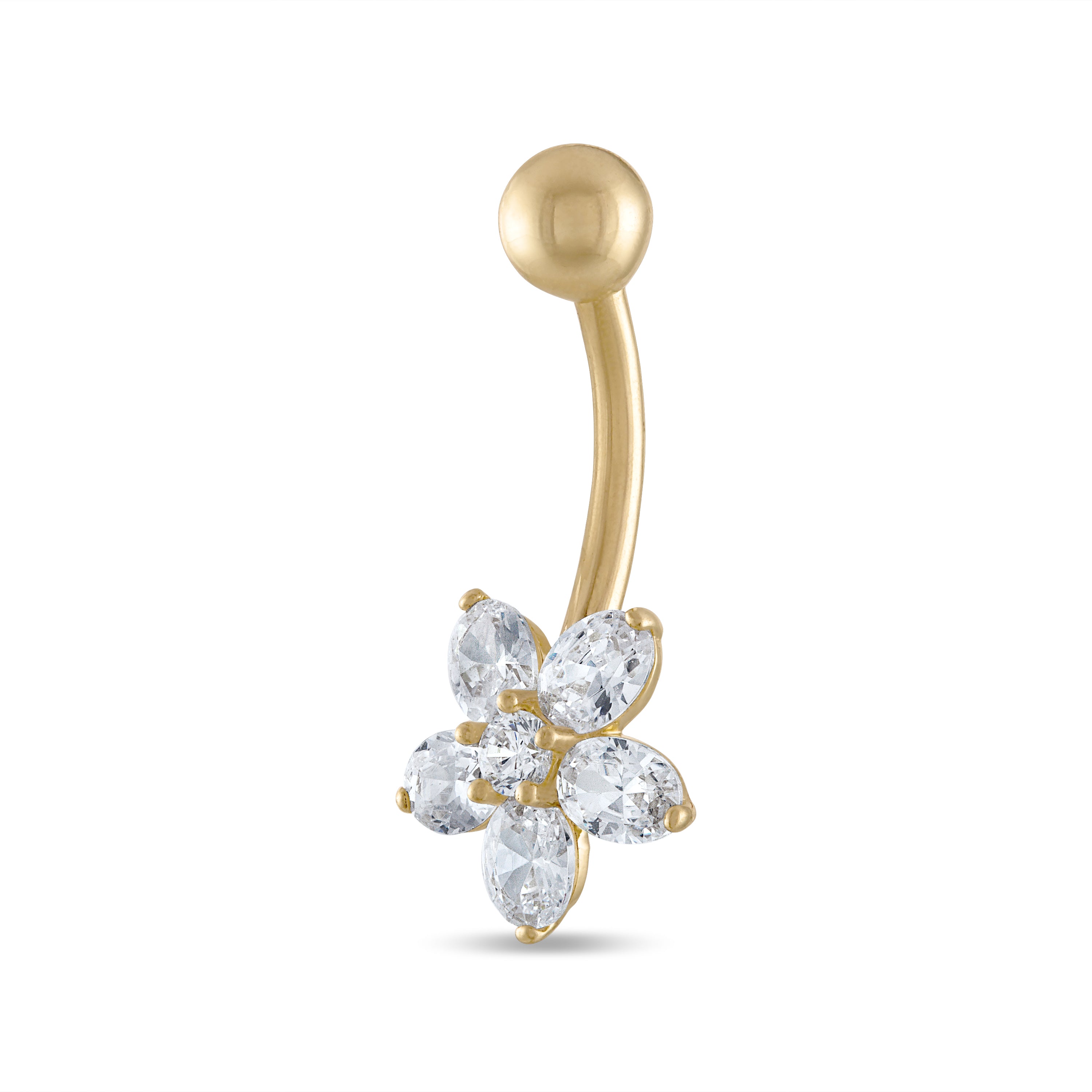 10K Solid Gold Flower Belly Ring