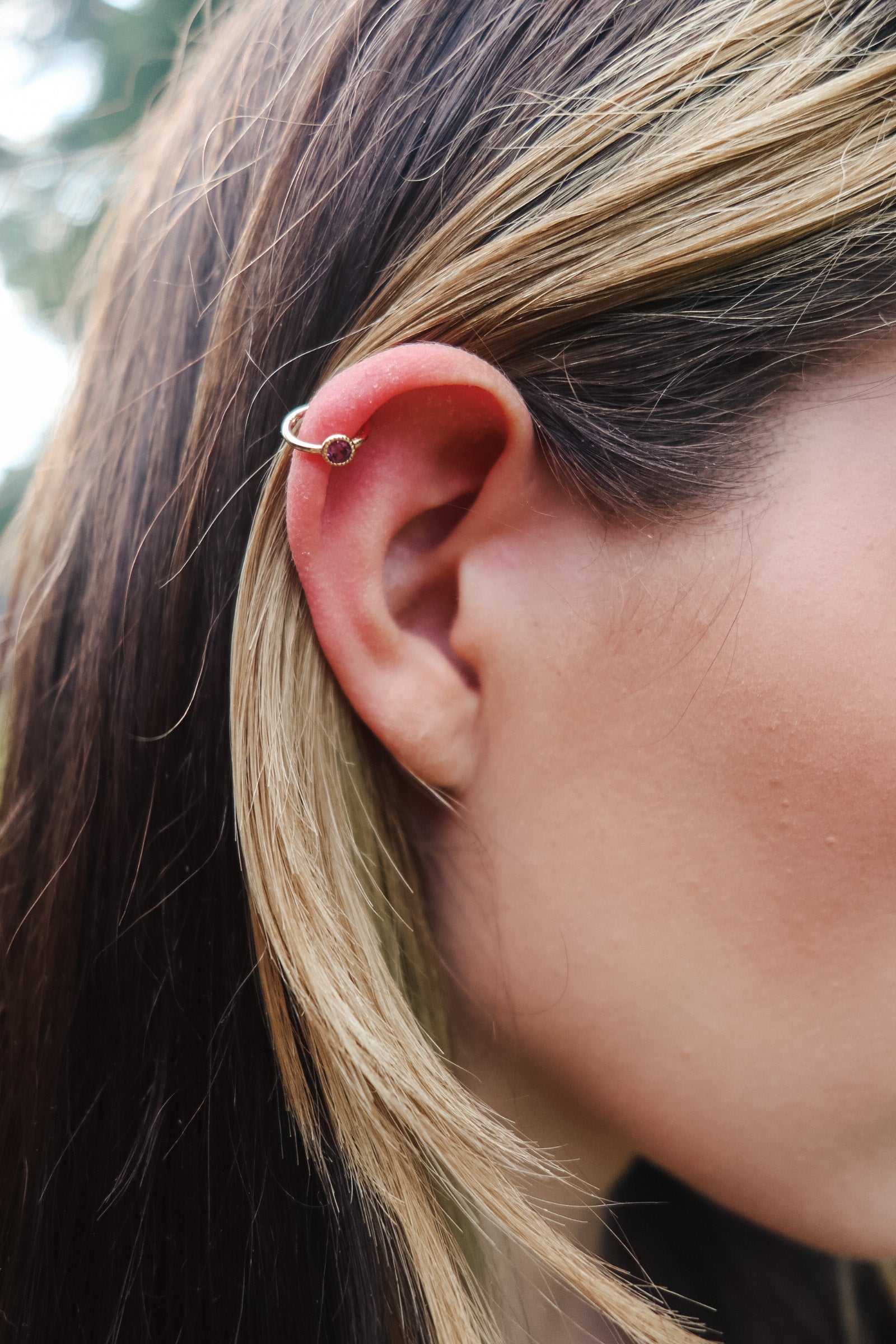 14K Solid Gold Cartilage Clicker With CZ (Multiple Colors Available)