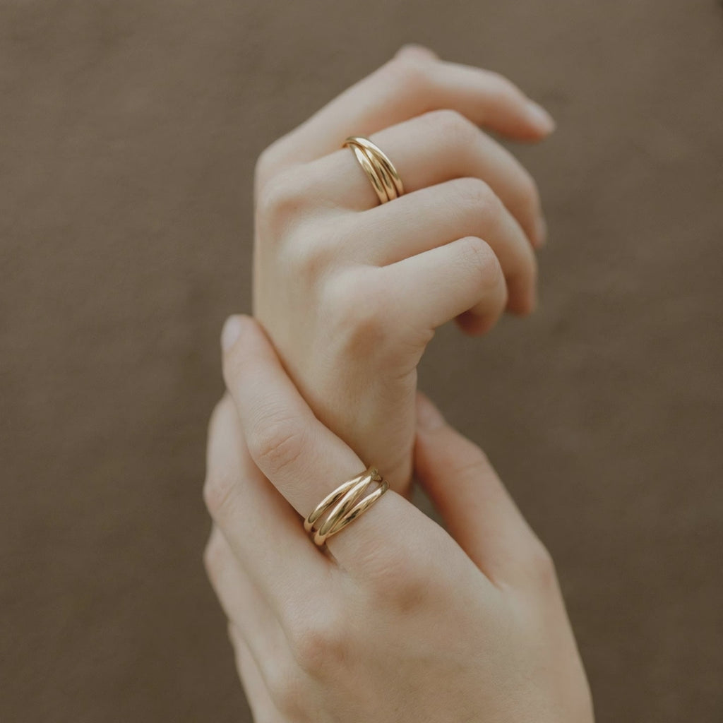 Video of 10K Solid Gold Stacking Ring on model's hand