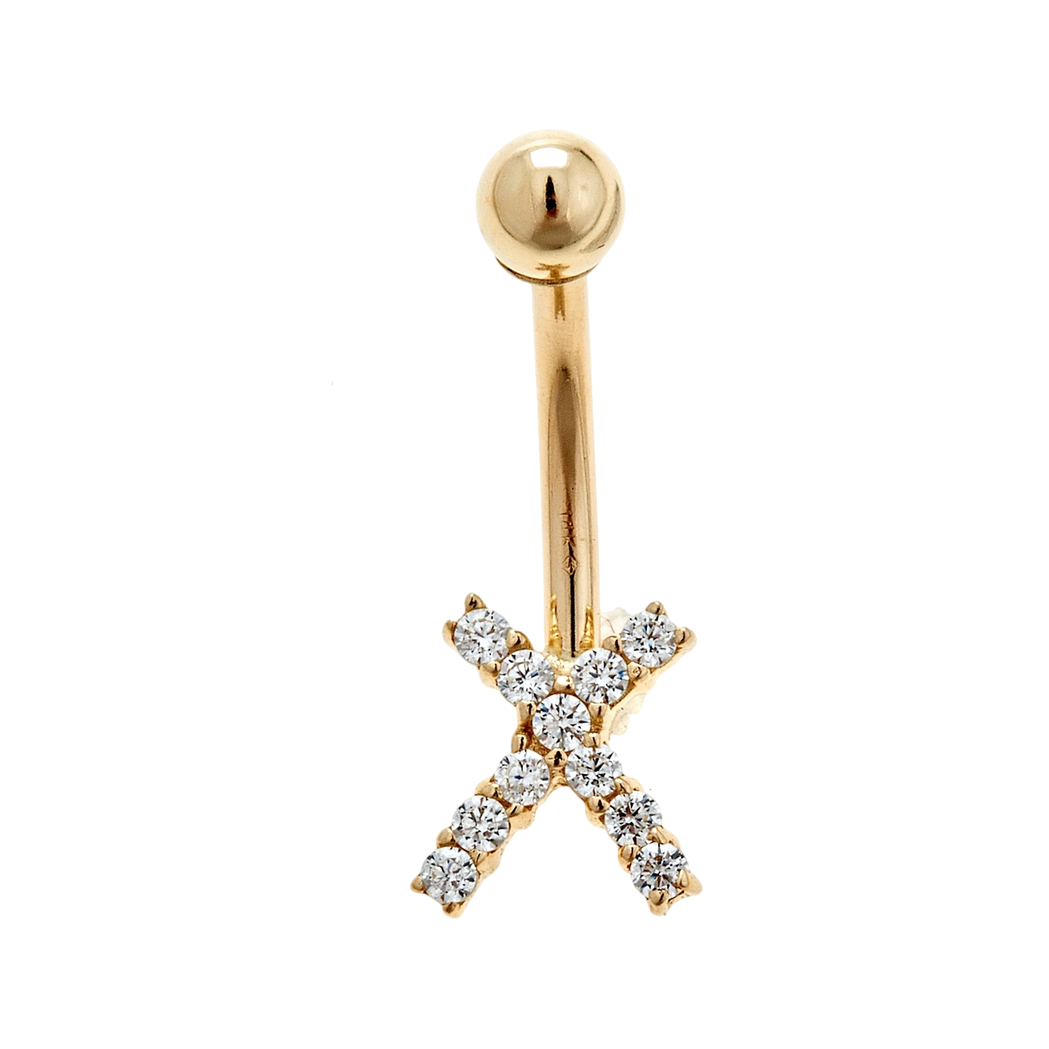 14K Solid Gold Cross Belly Ring