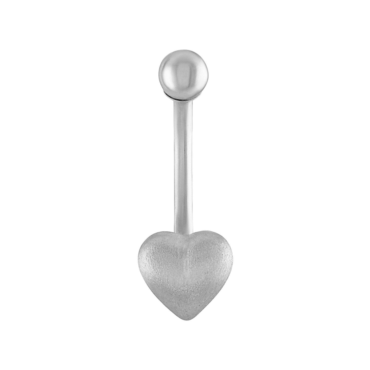 14K Solid White Gold Heart Belly Ring