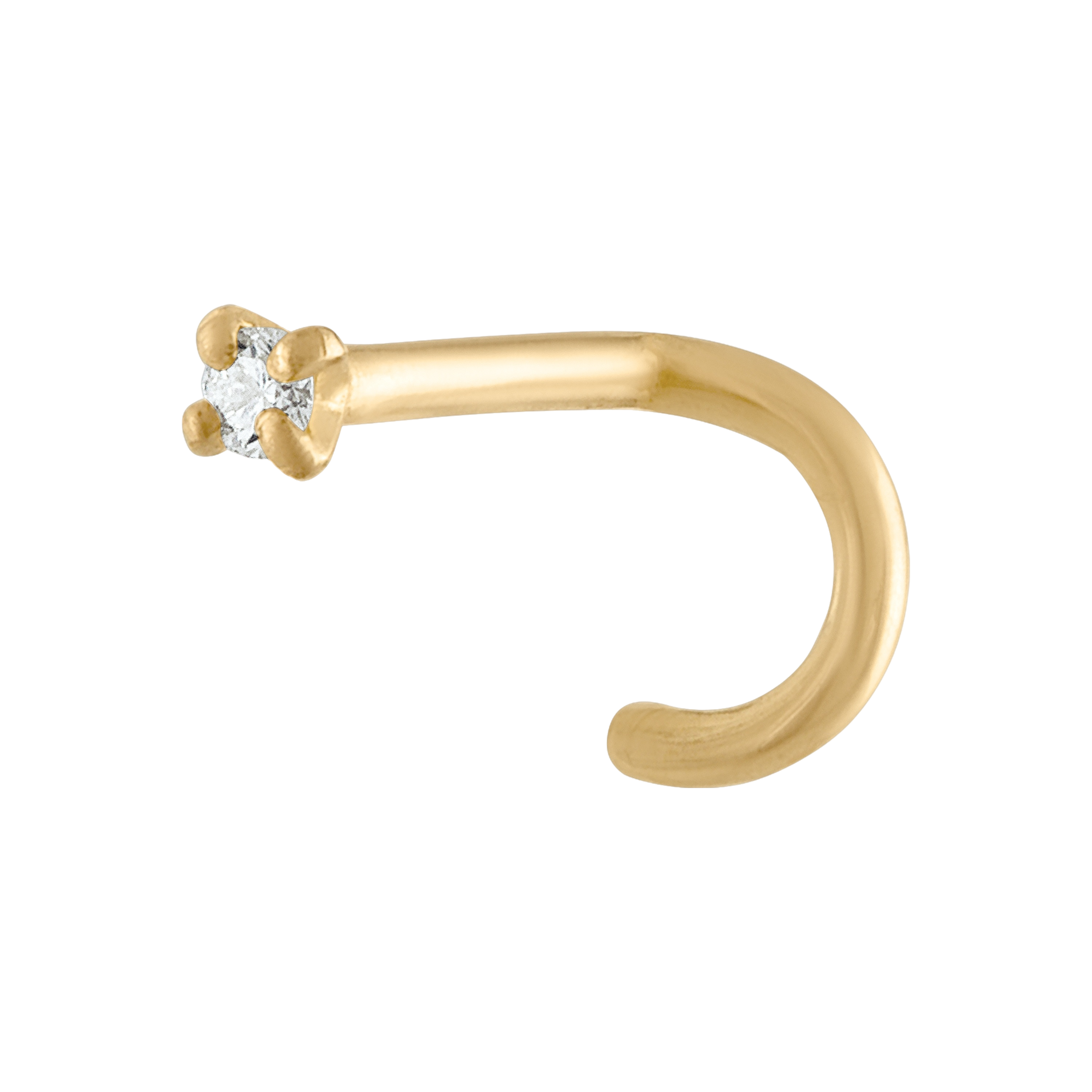 14K Solid Gold Nose Ring With Genuine Diamond Stone