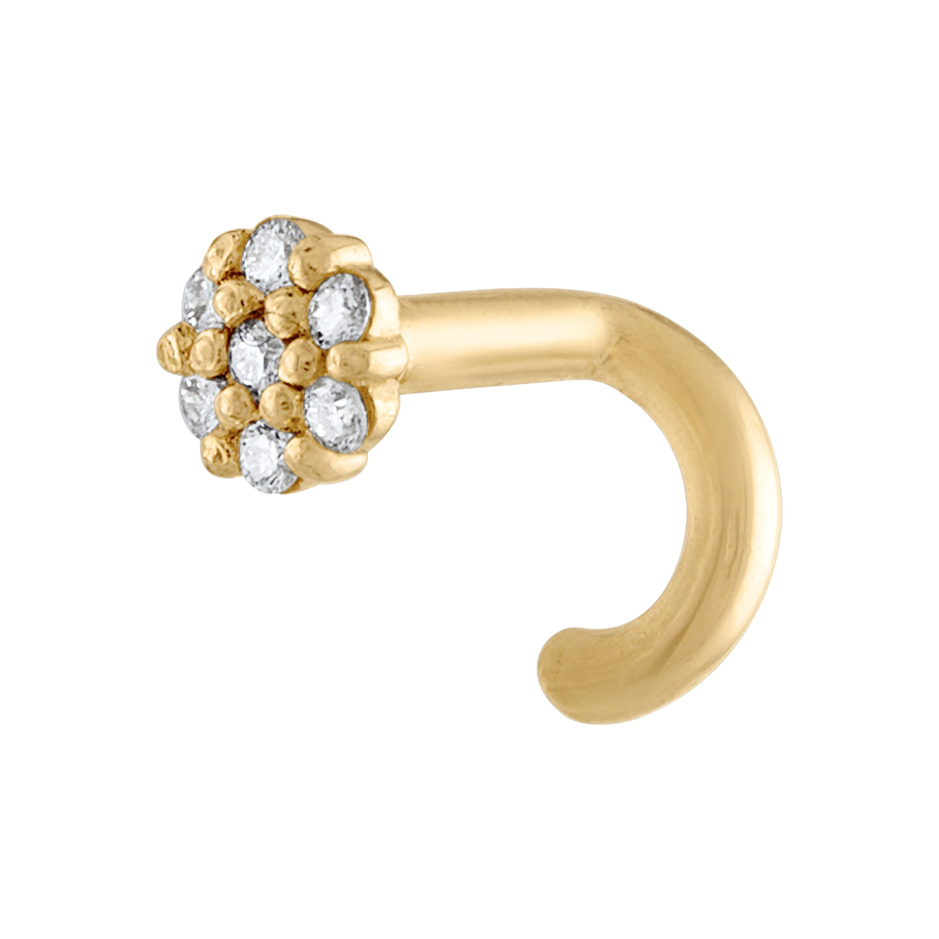 14K Solid Gold Nose Ring With Genuine Diamond Stones