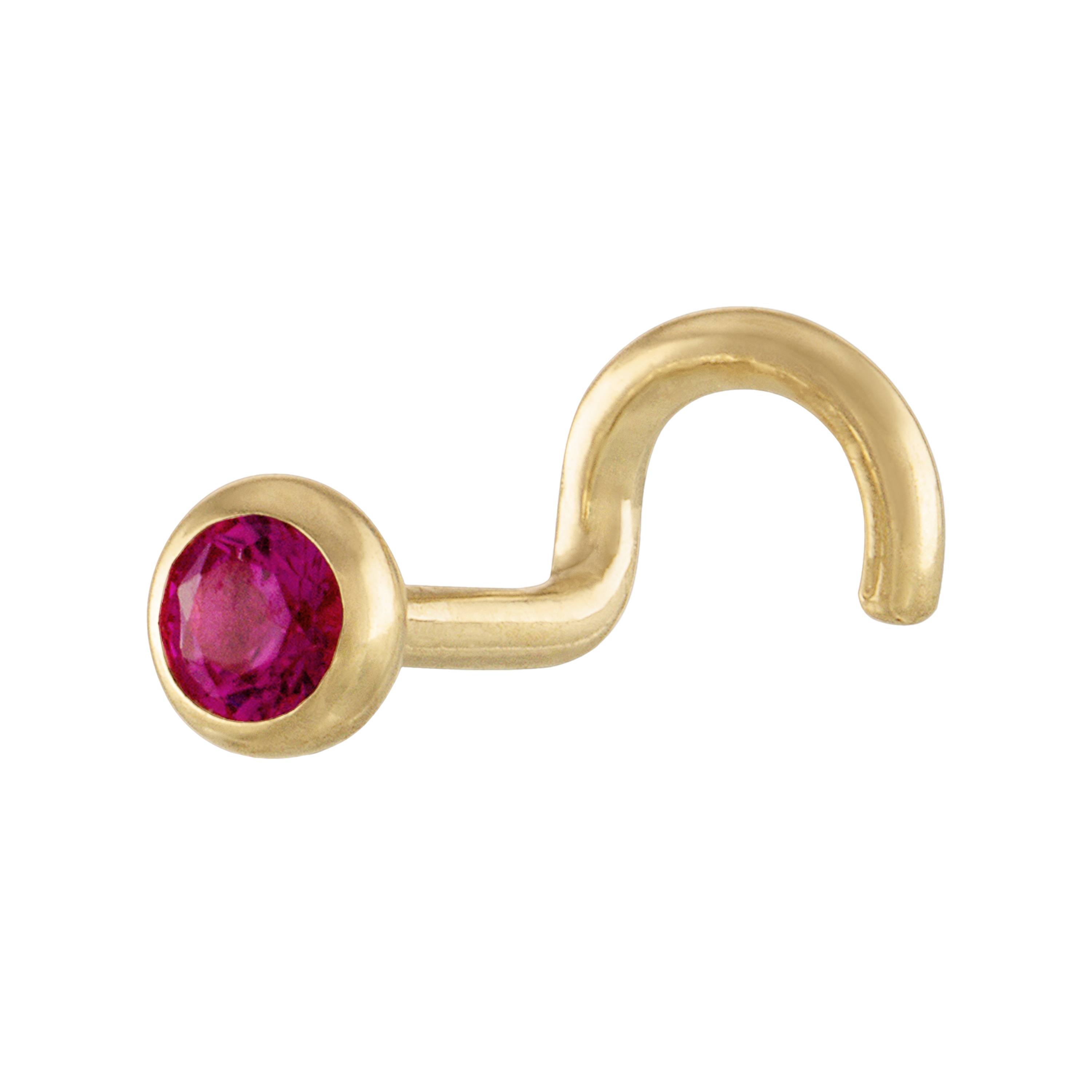 10K Solid Gold Nose Ring With Ruby Red CZ