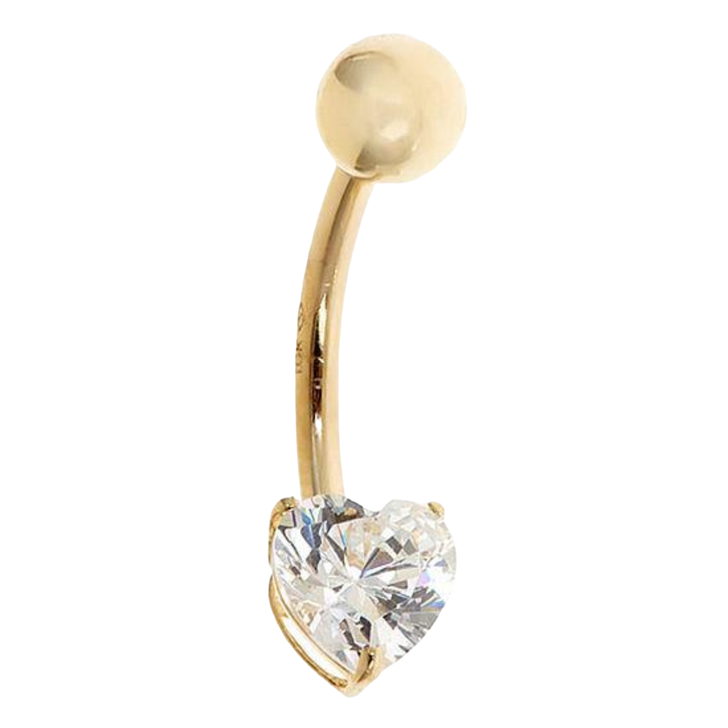 14K Solid Gold Heart Belly Ring