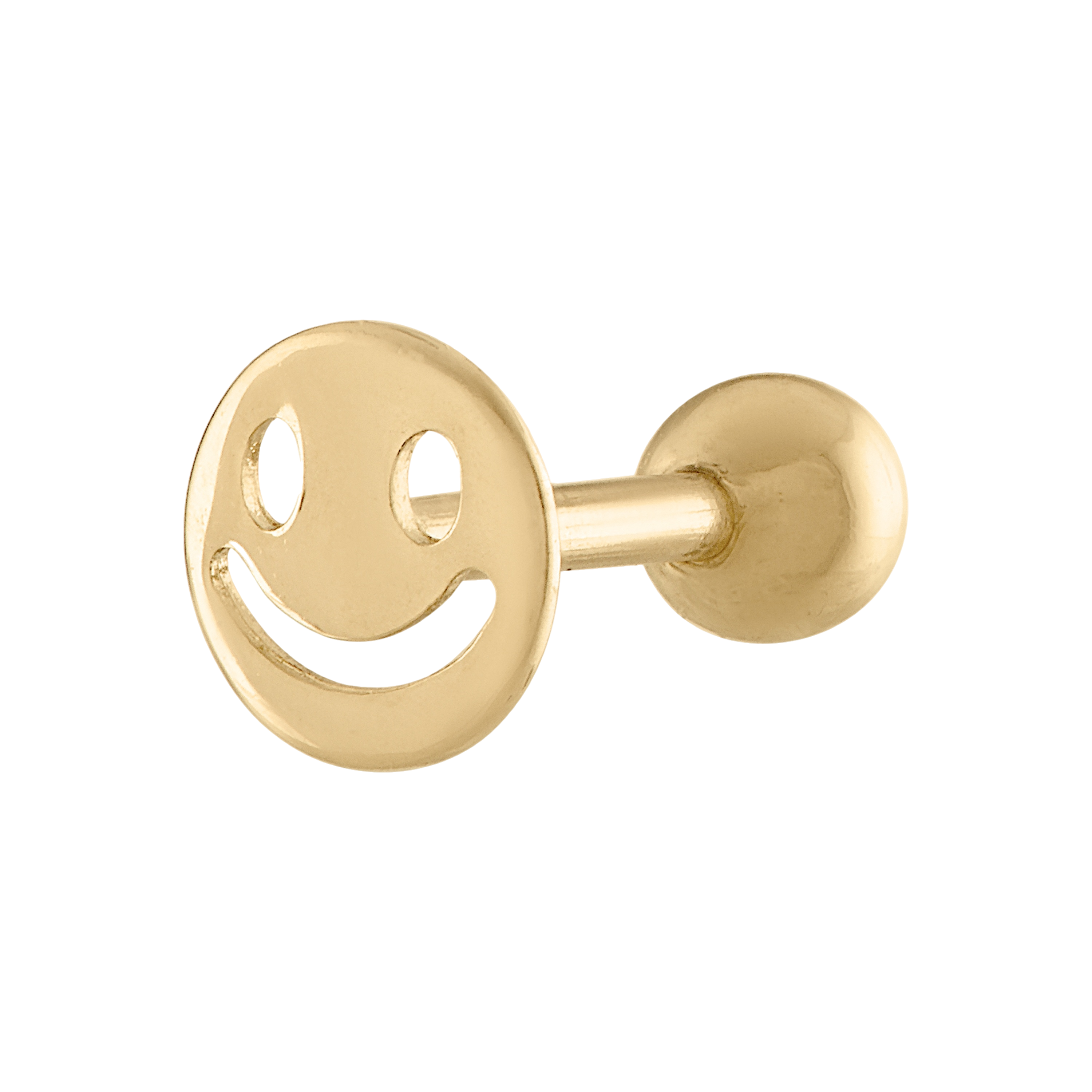 14k Solid Gold Smiley Cartilage Earring