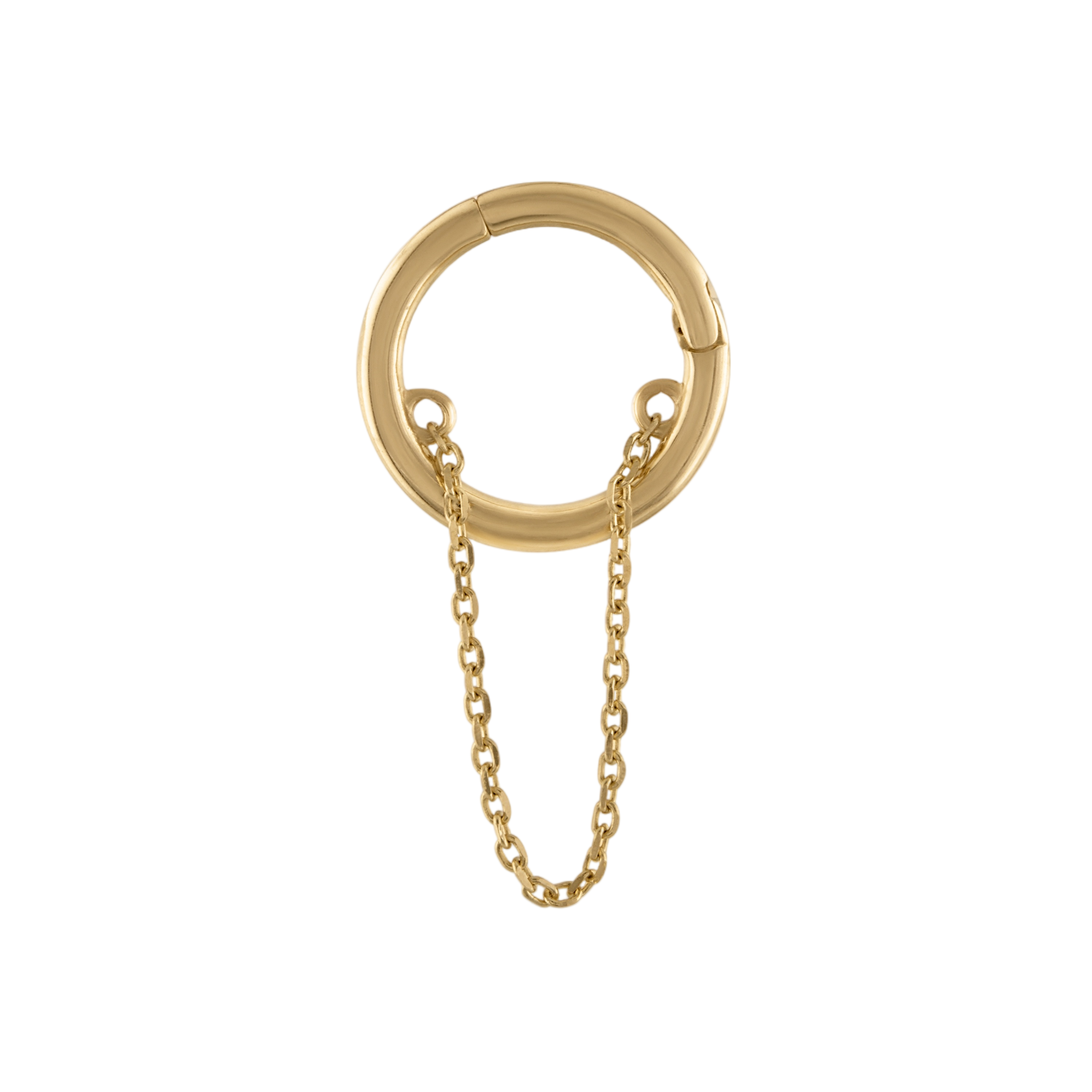 14K Solid Gold Cartilage Clicker With Chain