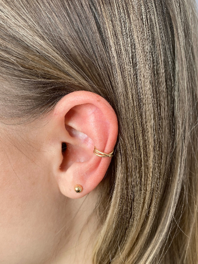 14K Solid Gold Ear Cuff