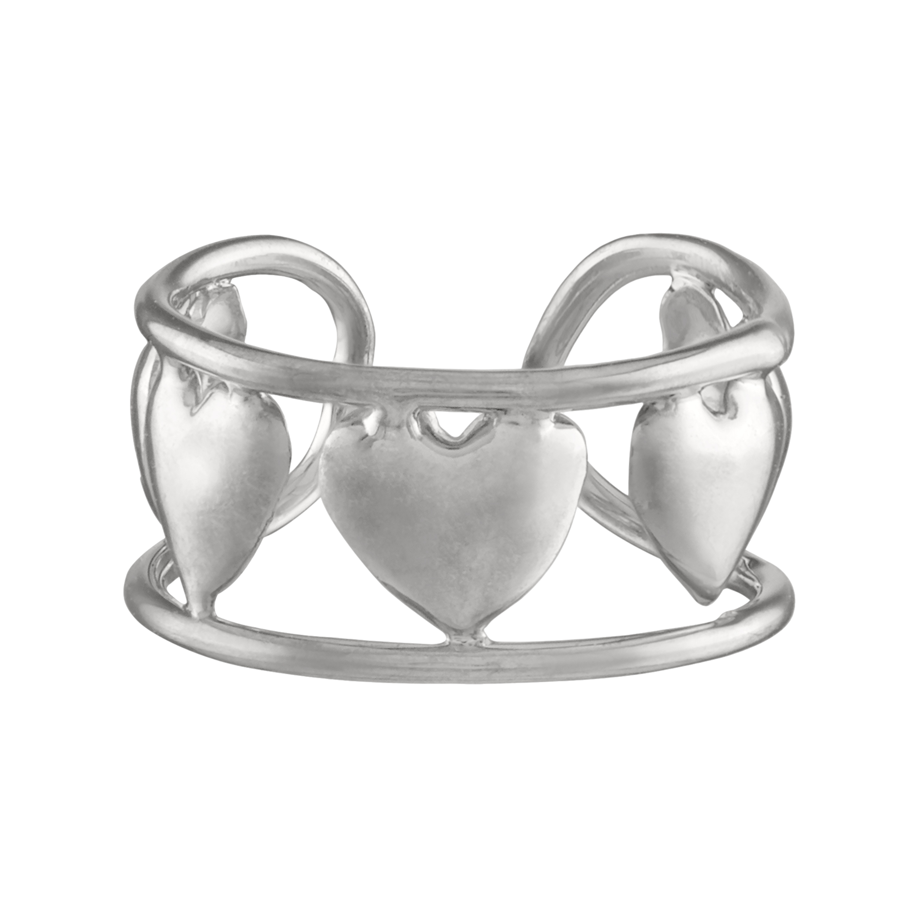 14K Solid White Gold Heart Ear Cuff