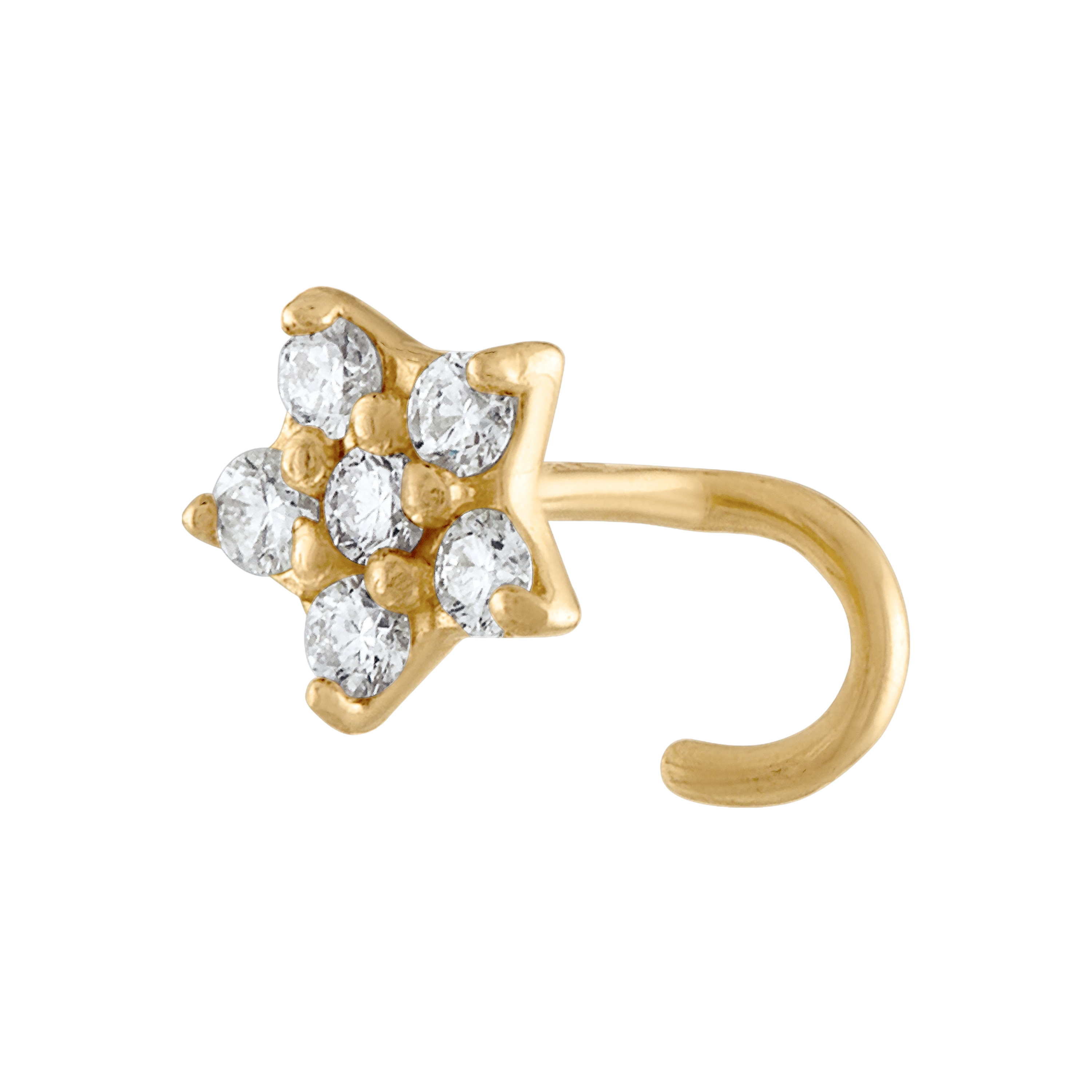 14K Solid Gold Nose Ring with Genuine Diamonds