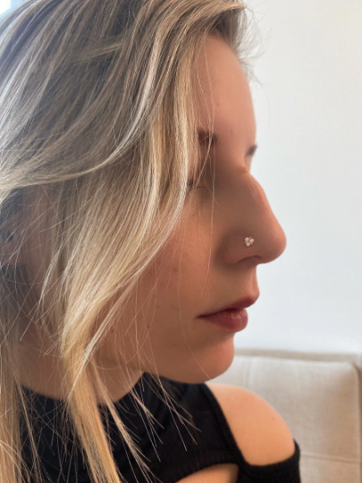 10K Solid Gold Nose Ring With CZ In An Unique Triangle Design