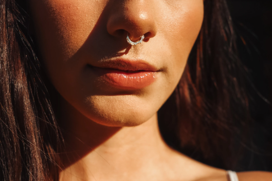 10K Solid Gold Septum Clicker With CZ